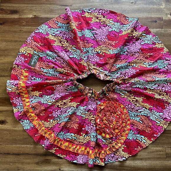 NEW Matilda Jane Platinum Gretchen Floral Circle Twirl Skirt Red Orange Purple 4 - Picture 5 of 7